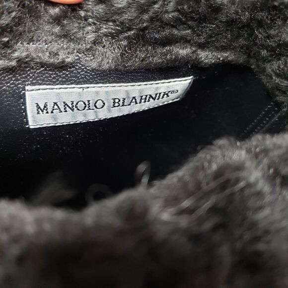 Manolo Blahnik Black Astrakhan-Cuffed Riding Boot - Picture 3 of 8